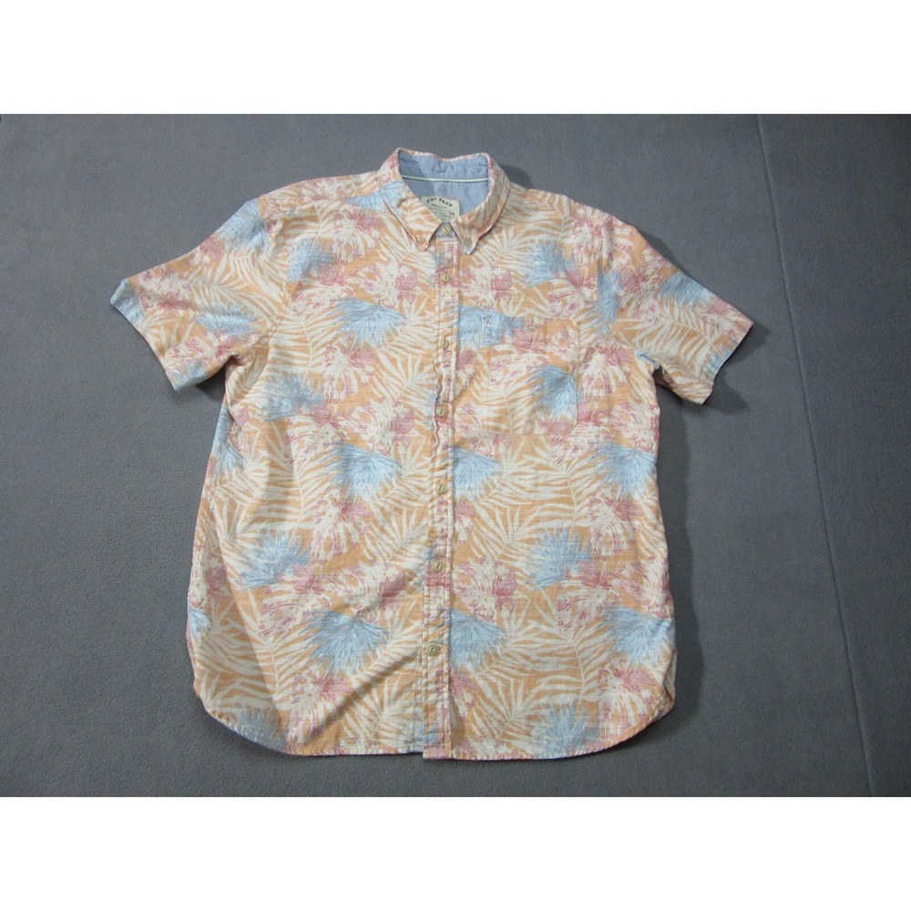 FatFace Shirt Mens Large Multicolor Orange Palm Aloha Hawaiian Reverse Print